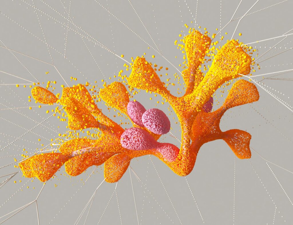 pexels-photo-17484970 Colorful abstract representation of digital biology using CGI techniques, showcasing dynamic neural patterns.